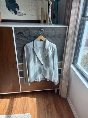 Amanda & Chelsea Light Gray Pinstripe Blazer